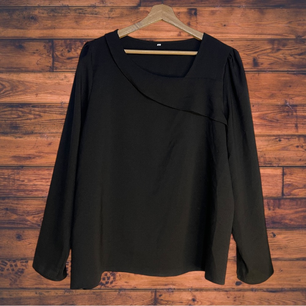 5 for $25🔥XXL Long Sleeve Black Blouse
